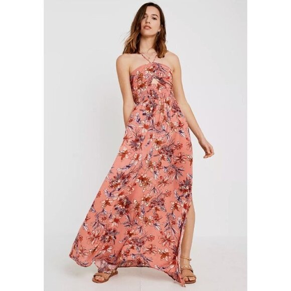 ntimately Free People One Step Ahead Floral Print Halterneck Maxi Dress - Size X - Picture 9 of 9